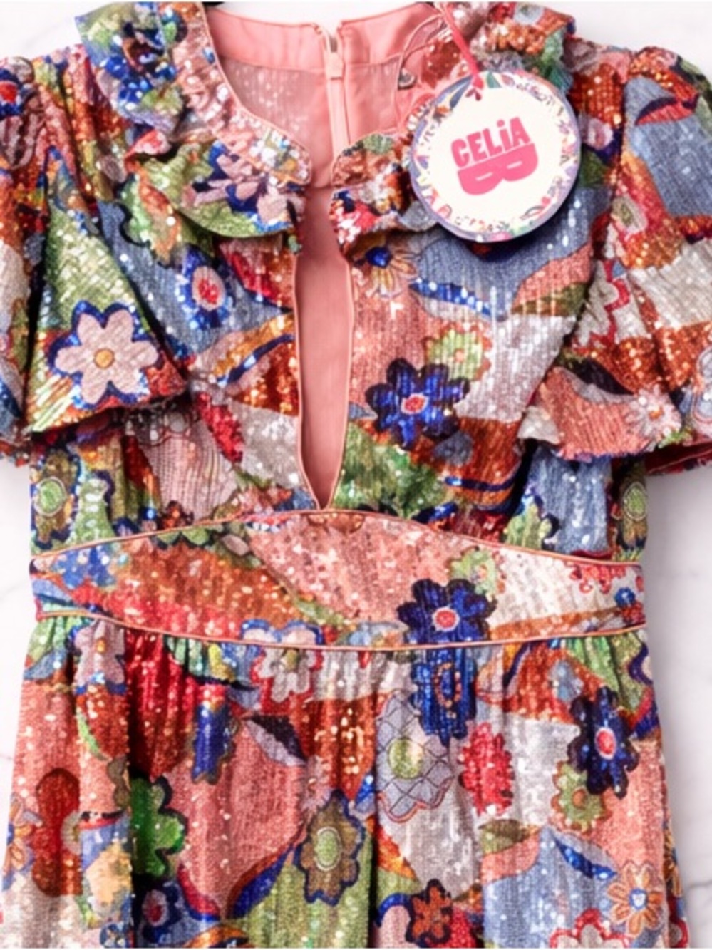 CeliaB Floral Pleated Maxi Dress NWT - Picture 3 of 14
